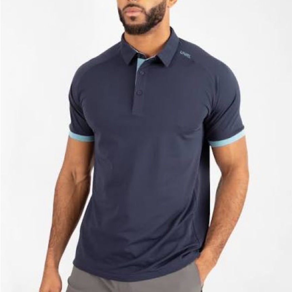 Men's Navy Polo with Light Blue Trim by UNRL